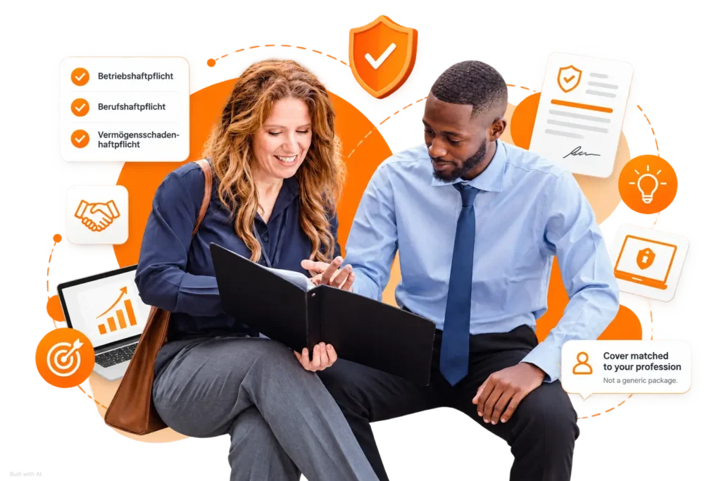 Freelancer insurance in Germany covering Betriebshaftpflicht, Berufshaftpflicht and Vermögensschadenhaftpflicht for self-employed professionals